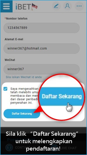 iBET Panduan Permulaan – Bagaimana Mendaftar Melalui Telefon Bimbit