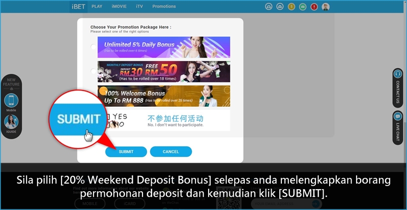 iBET Panduan Promosi – 20% Bonus Deposit Weekend