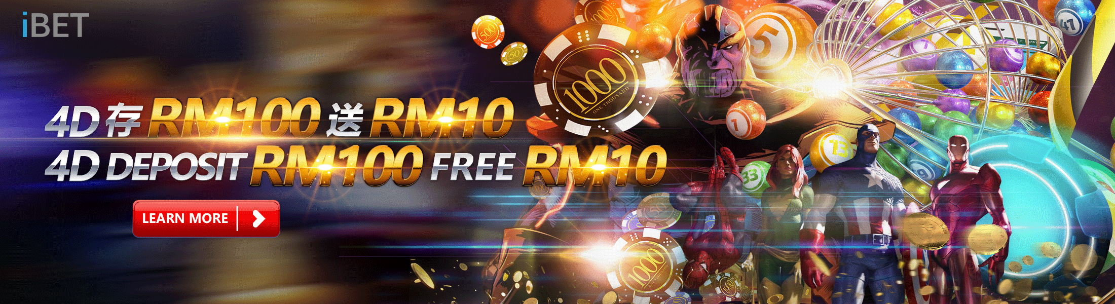 iBET Promotion - 4D Weekly Deposit Bonus RM100 Free RM10